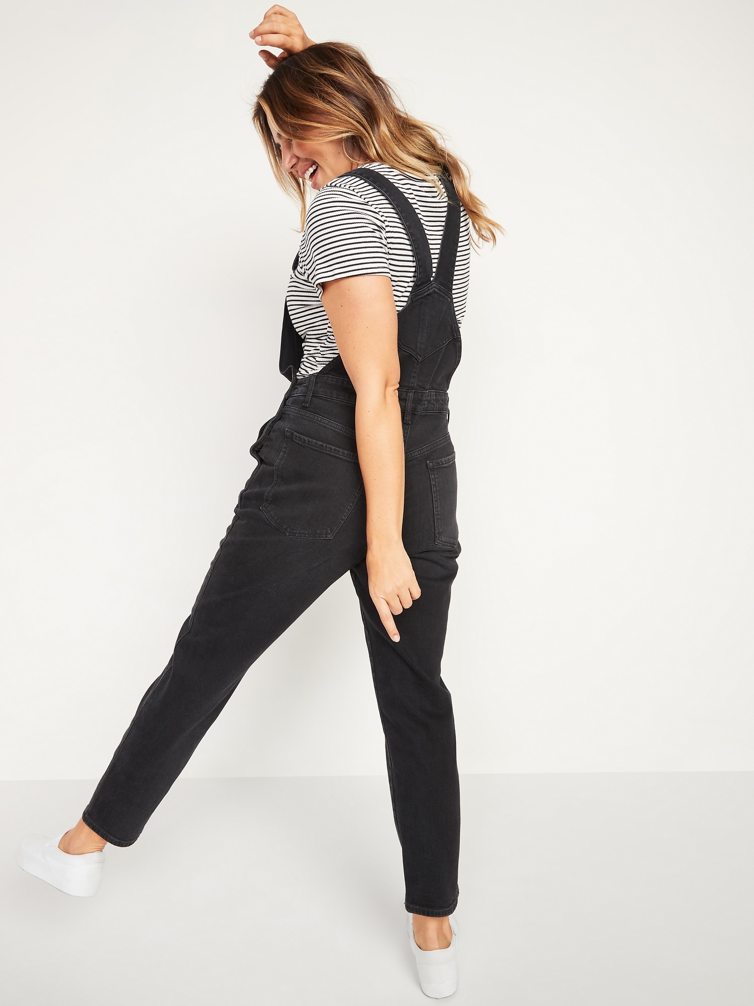 O.G. Straight Black Jean Overalls for Women | Old Navy