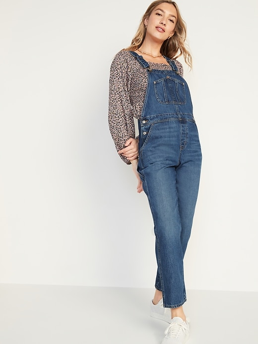Image number 5 showing, Slouchy Straight Workwear Jean Overalls for Women