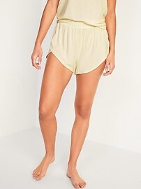 View large product image 3 of 3. High-Waisted Sunday Sleep Ultra-Soft Dolphin-Hem Pajama Shorts -- 3-inch inseam