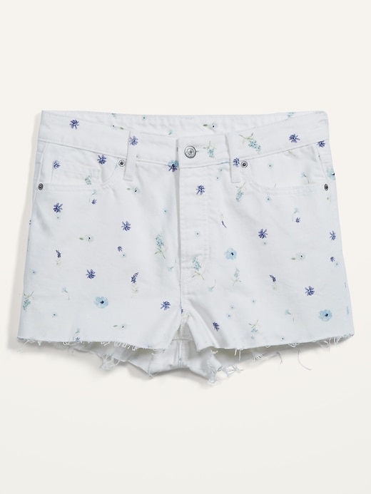 Image number 4 showing, High-Waisted O.G. Straight Floral Button-Fly Cut-Off Jean Shorts for Women -- 1.5-inch inseam