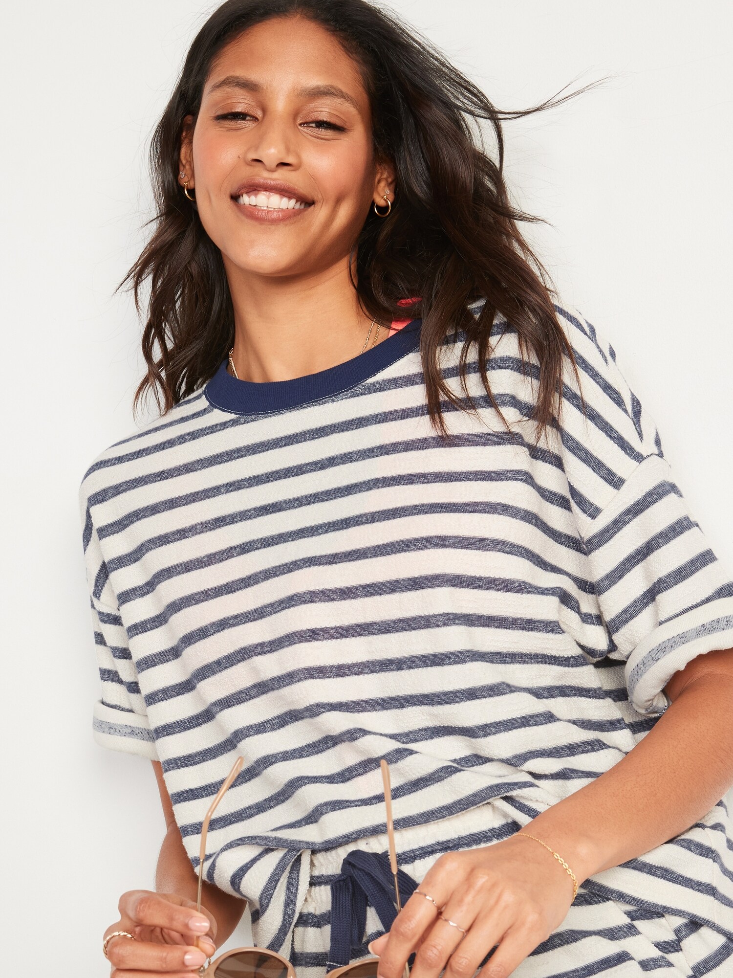 Oversized striped outlet sweatshirt