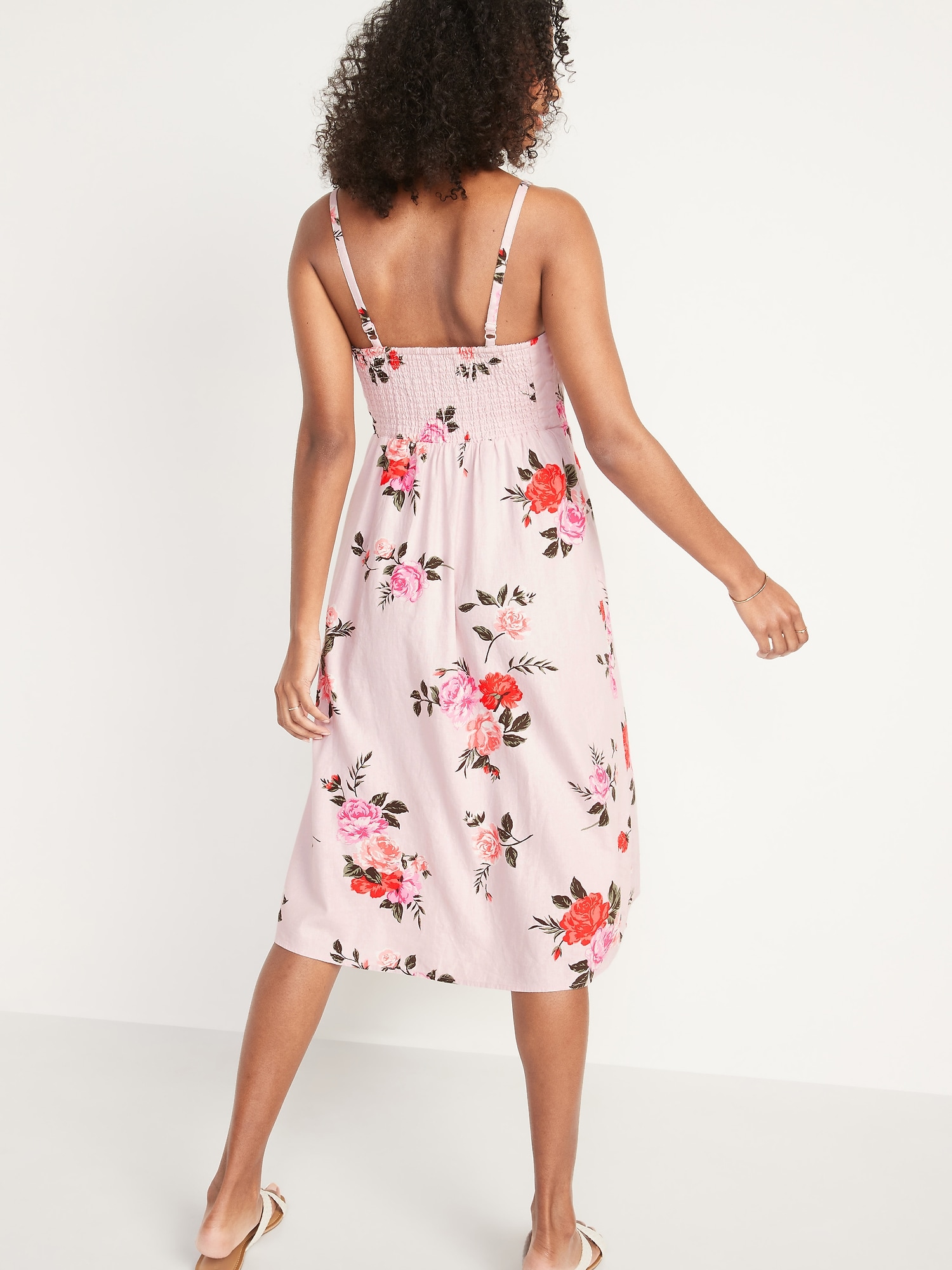 Floral Linen-Blend Fit & Flare Midi Sundress for Women | Old Navy