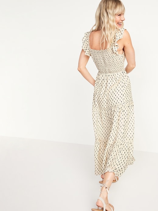 Image number 6 showing, Fit & Flare Smocked Printed Maxi Dress For Women