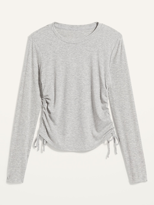 L'image numéro 4 présente Haut en tricot côtelé UltraLite à manches longues cintré sur les côté pour Femme