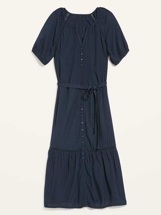 Image number 1 showing, Dobby Tie-Belt Shirt Dress for Women
