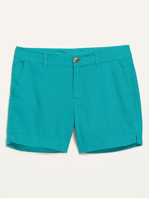 View large product image 2 of 2. Mid-Rise Linen-Blend Everyday Shorts for Women -- 5-inch inseam