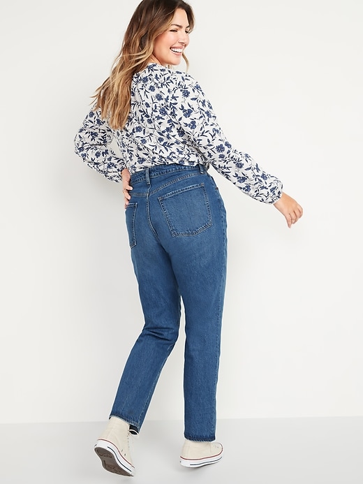 Image number 2 showing, High-Waisted Slouchy Straight Medium-Wash Jeans for Women
