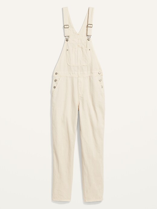 Image number 4 showing, Slouchy Straight Ecru-Wash Workwear Jean Overalls for Women