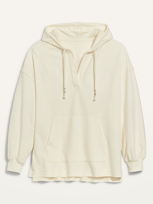 View large product image 2 of 2. Oversized Lightweight V-Neck Tunic Hoodie