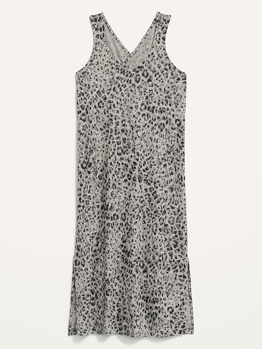 Image number 1 showing, Sleeveless Specially-Dyed Cross-Back Leopard-Print Midi Shift Dress for Women