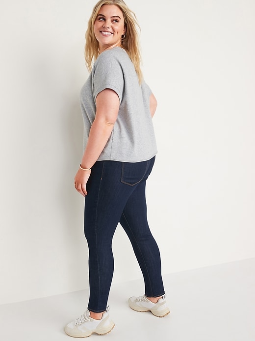 Image number 7 showing, Mid-Rise Dark-Wash Skinny Jeans for Women
