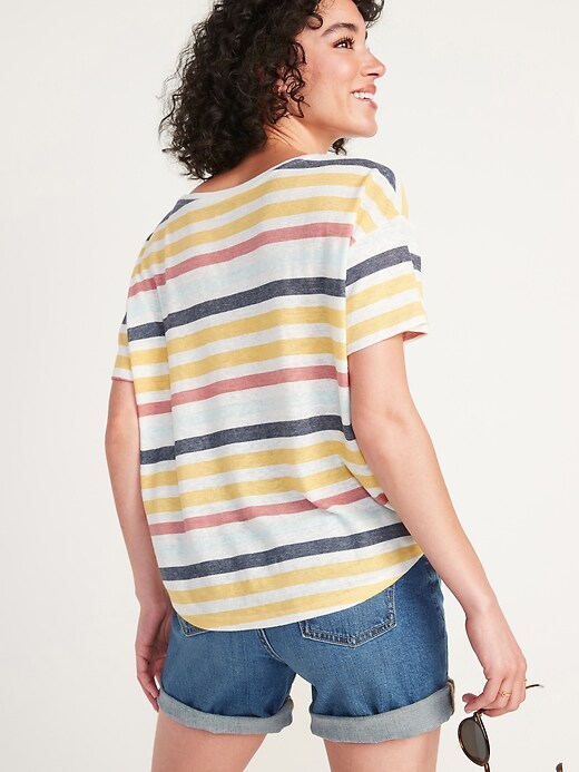 Image number 2 showing, Loose Easy Striped Crew-Neck T-Shirt for Women