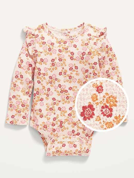 Long-Sleeve Ruffle-Trim Thermal Bodysuit for Baby | Old Navy