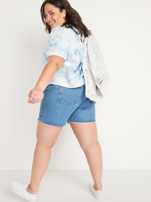 Image number 8 showing, High-Waisted Slouchy Straight Cut-Off Jean Shorts -- 5-inch inseam