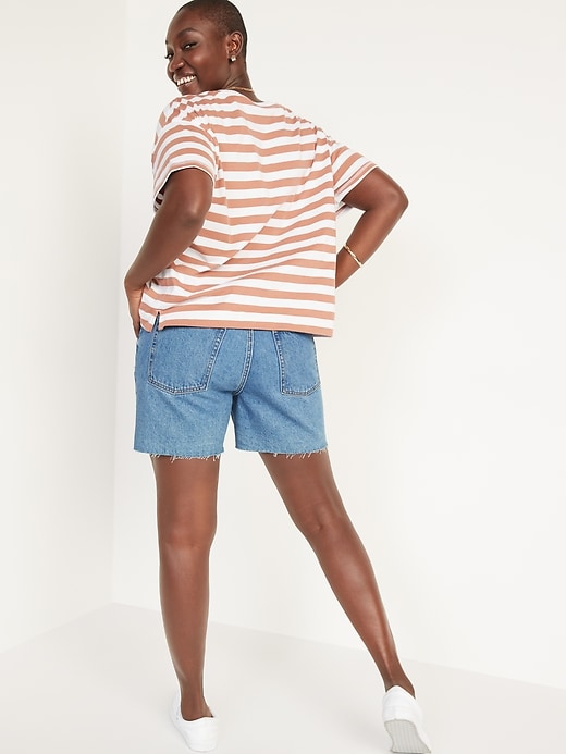 Image number 2 showing, High-Waisted Slouchy Straight Cut-Off Jean Shorts -- 5-inch inseam