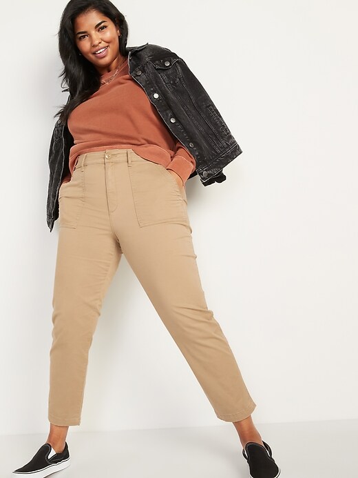 Image number 3 showing, High-Waisted Utility Ankle Chino Pants for Women