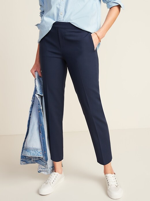 Image number 4 showing, Mid-Rise Straight Pull-On Ankle Pants for Women