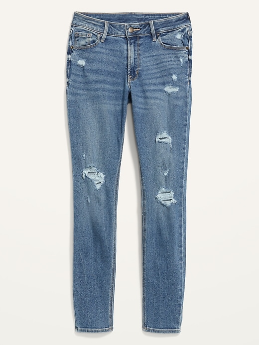 Image number 4 showing, Mid-Rise Rockstar Super-Skinny Distressed Jeans for Women