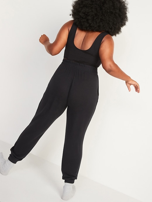 Image number 2 showing, High-Waisted Plush-Knit Jersey Jogger Pants