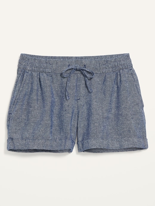 View large product image 2 of 3. Mid-Rise Linen-Blend Shorts for Women - 4-inch inseam