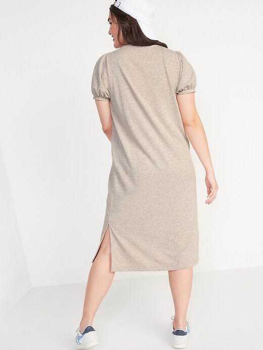 Image number 2 showing, Puff-Sleeve Midi T-Shirt Shift Dress for Women