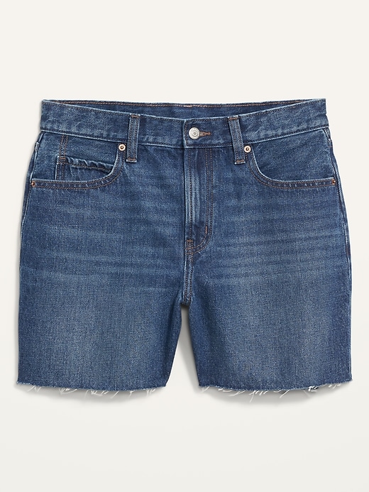 Image number 3 showing, High-Waisted Slouchy Straight Cut-Off Jean Shorts for Women -- 5-inch inseam
