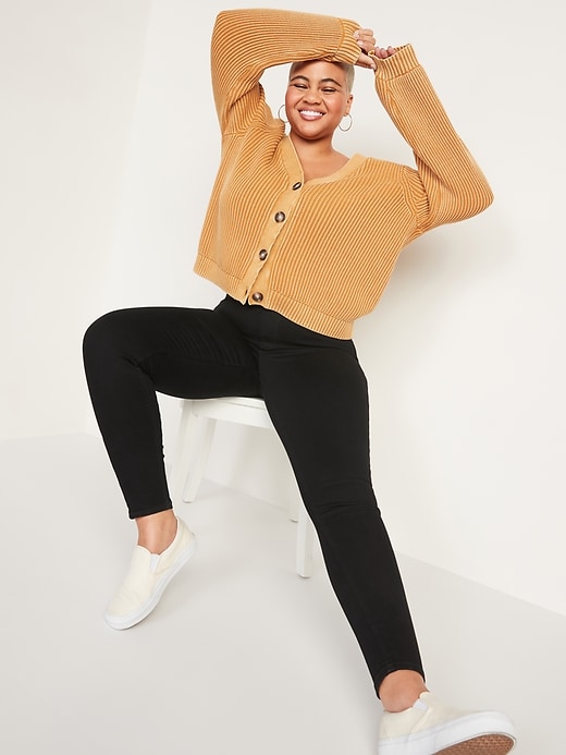 Image number 3 showing, Mid-Rise Black Rockstar Super Skinny Jeggings for Women