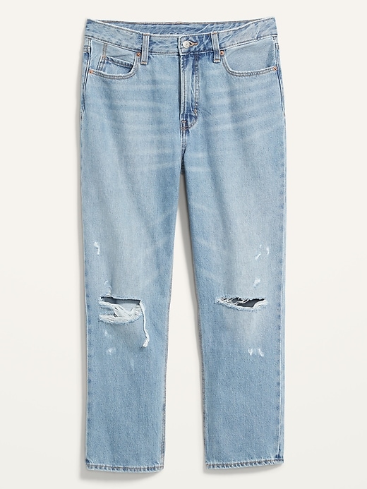 Image number 4 showing, High-Waisted Slouchy Straight Cropped Ripped Jeans for Women