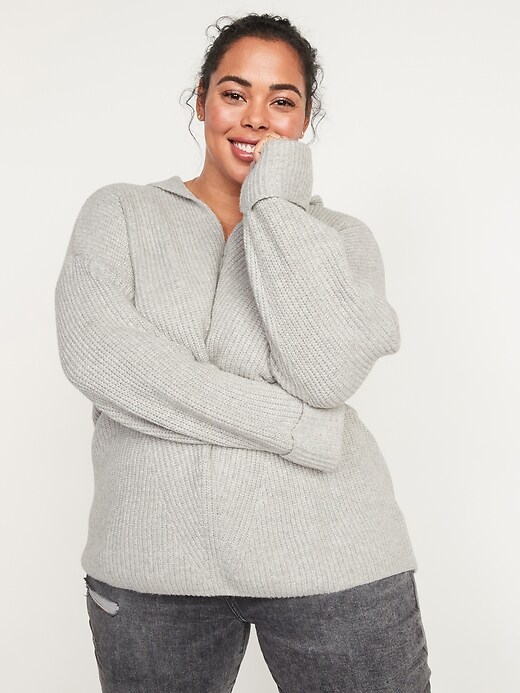 Image number 1 showing, Textured Tunic Sweater Hoodie for Women