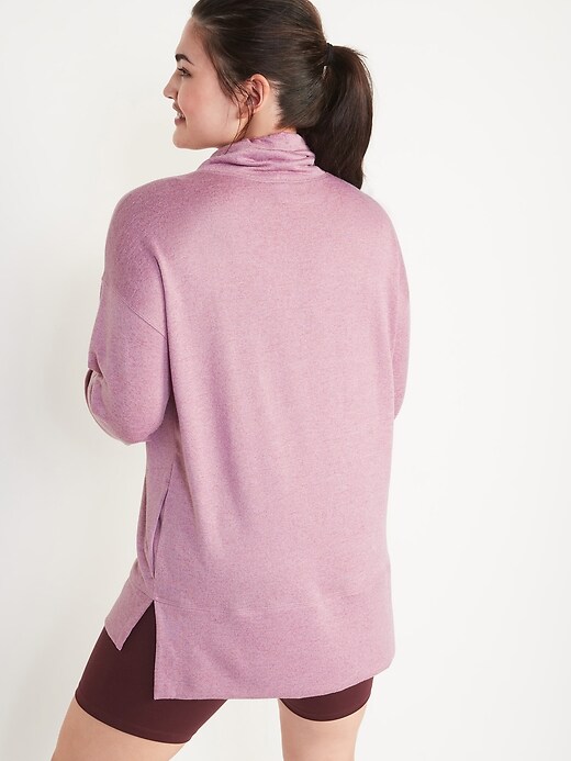 Image number 2 showing, Cowl-Neck Mélange Tunic Sweater for Women