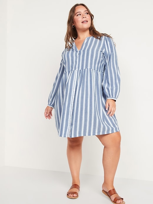 Image number 6 showing, Long-Sleeve Button-Down Mini Swing Dress for Women