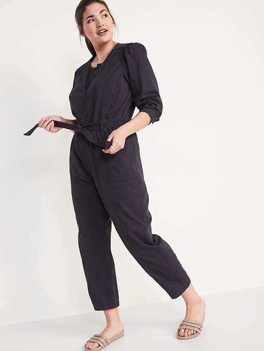 Old Navy - Long-Sleeve Zip-Front Cropped Utility Jumpsuit for Women