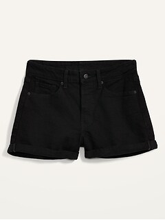 High-Waisted O.G. Cuffed Black Jean Shorts for Women -- 3-inch inseam