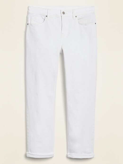 Image number 4 showing, Mid-Rise Boyfriend Straight White Jeans for Women