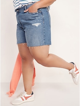 High-Waisted Slouchy Straight Cutoff Jean Shorts for Women -- 5-inch inseam