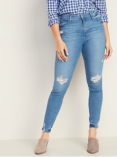 High-Waisted Distressed Rockstar Super Skinny Ankle Jeans For Women