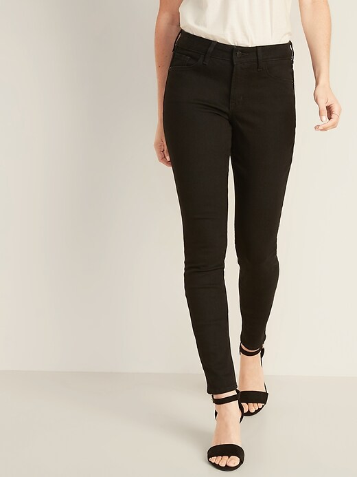 Image number 5 showing, Mid-Rise Pop Icon Skinny Black Jeans for Women