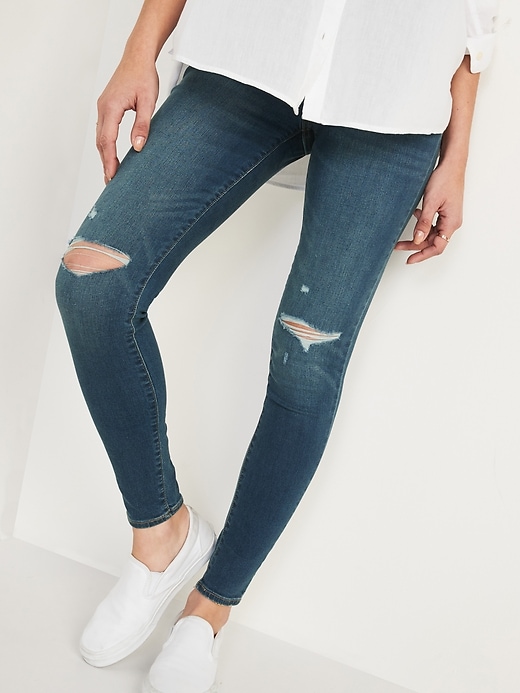Mid-Rise Distressed Rockstar Jeggings for Women