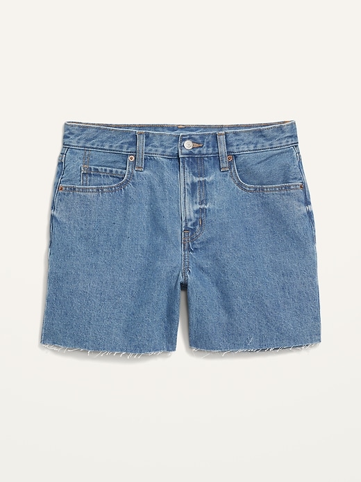 Image number 4 showing, High-Waisted Slouchy Straight Cut-Off Jean Shorts -- 5-inch inseam