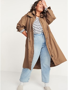Hooded Utility Trench Coat for Women