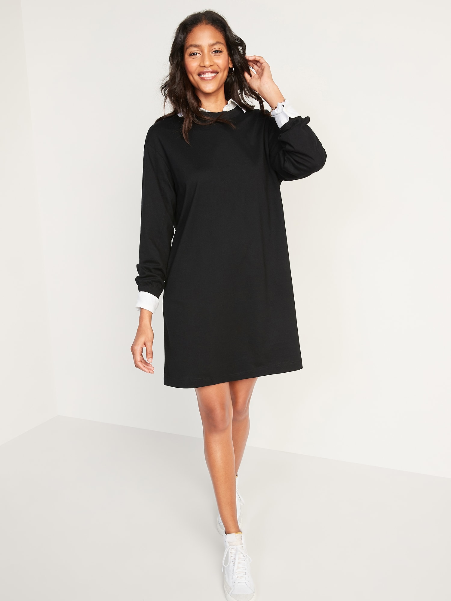 Loose Vintage Long-Sleeve T-Shirt Dress for Women | Old Navy