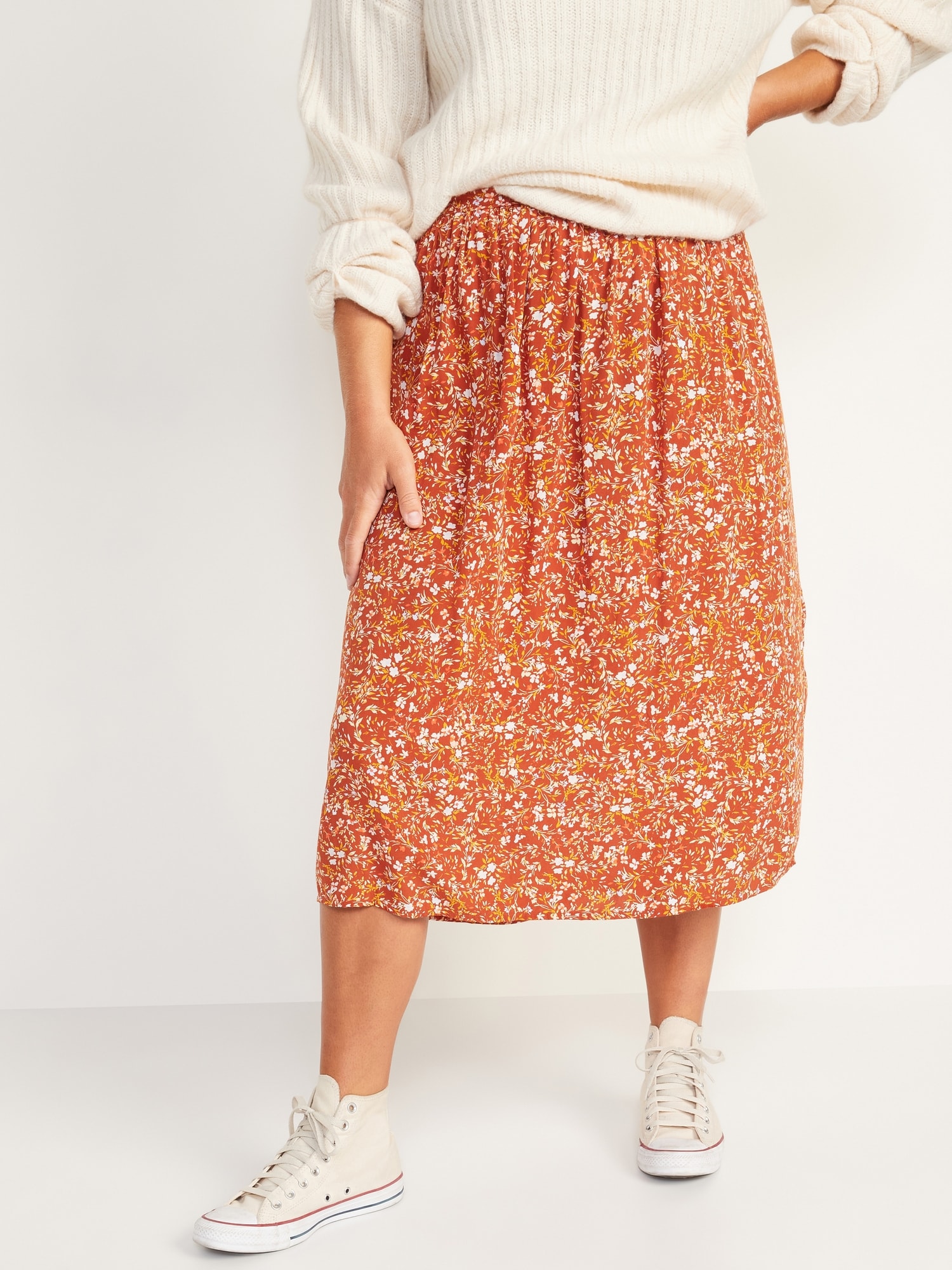 Orange swing skirt sale