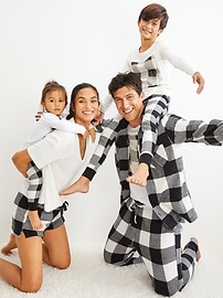View large product image 3 of 3. Gender-Neutral Matching Plaid Flannel Pajama Set For Kids