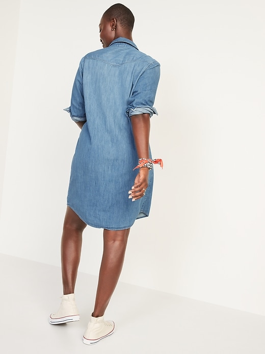 Image number 2 showing, Western Jean Shirt Dress for Women