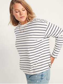 Long-Sleeve Vintage Loose Striped Easy T-Shirt for Women