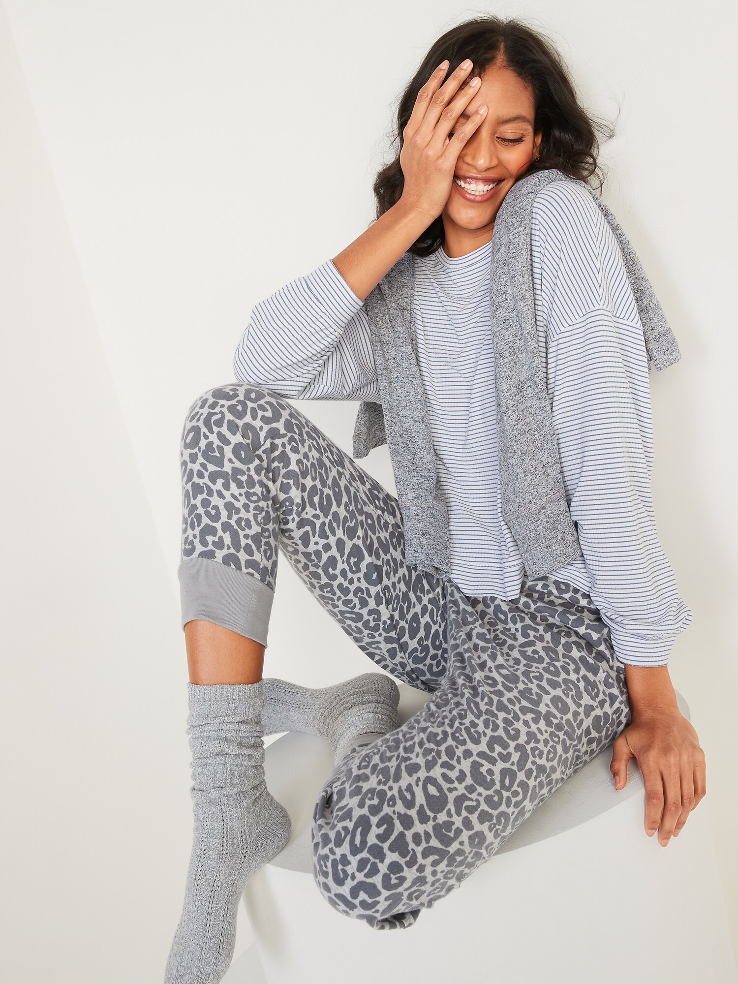 Printed Flannel Jogger Pajama Pants 