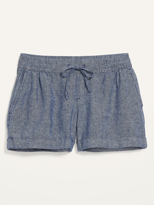 View large product image 1 of 3. Mid-Rise Linen-Blend Shorts for Women - 4-inch inseam