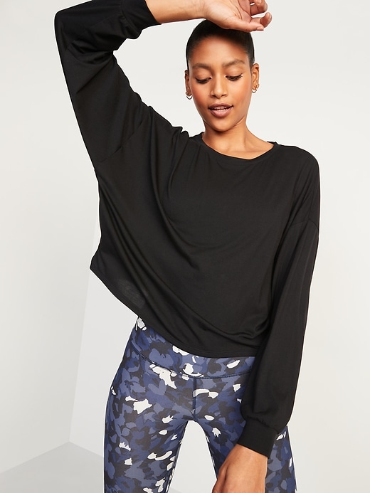 Image number 5 showing, Ultra-Lite Long-Sleeve Cutout Wrap-Back Top