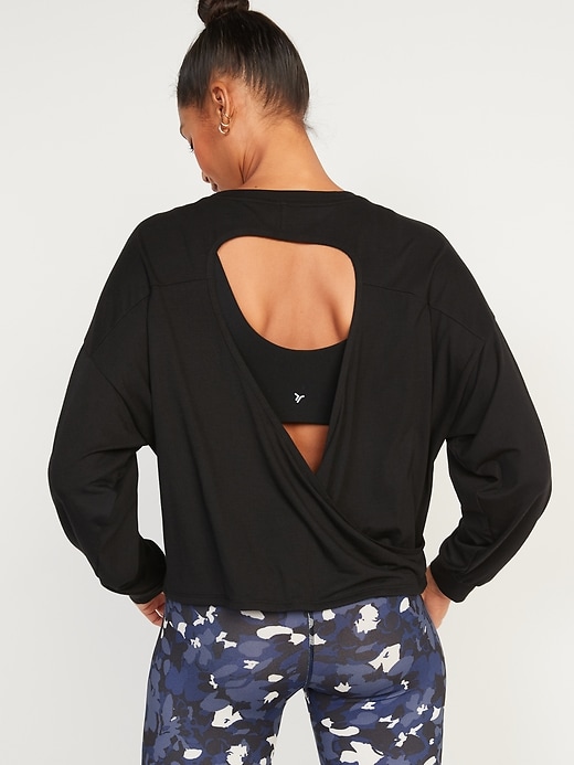 Image number 6 showing, Ultra-Lite Long-Sleeve Cutout Wrap-Back Top