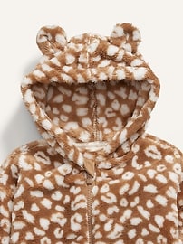 View large product image 3 of 3. Leopard-Print Sherpa Zip Hoodie for Toddler Girls